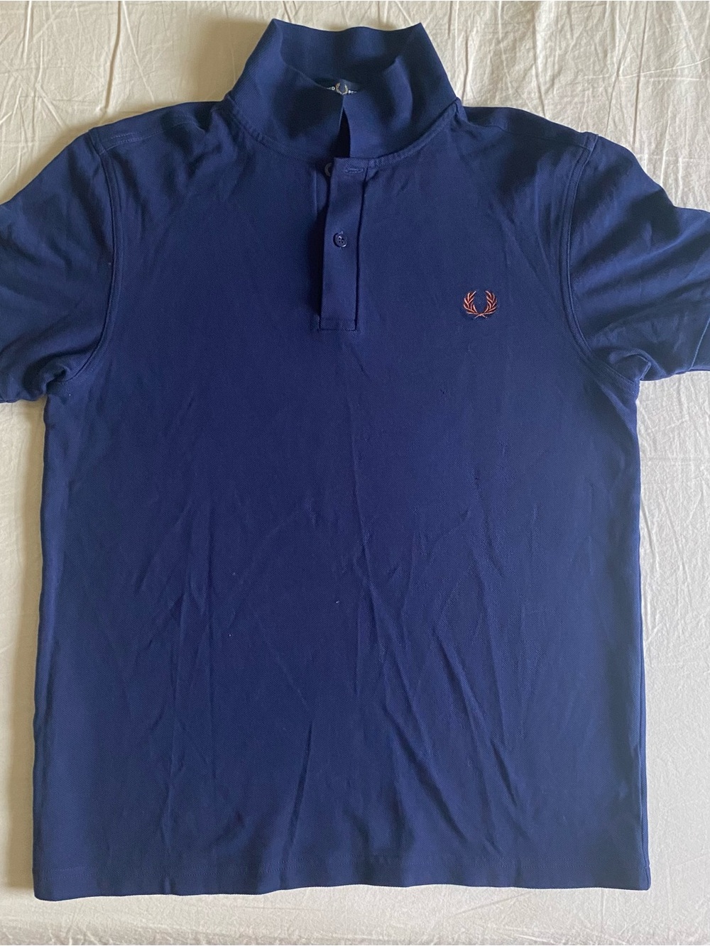 Fred Perry Blue Polo Shirt with Contrasting Laurel Emblem Medium